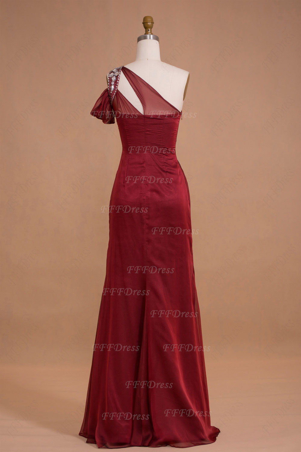 Trumpet burgundy long prom dresses with hand sewn beadings
