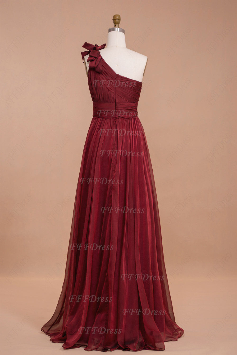 Elegant One Shoulder Burgundy Prom Dresses