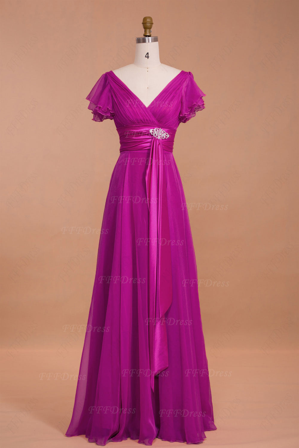 Modest Magenta Mother of the Bride Dresses with Sleeves