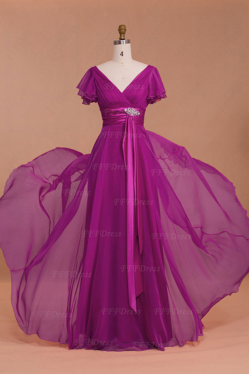 Modest Magenta Mother of the Bride Dresses with Sleeves