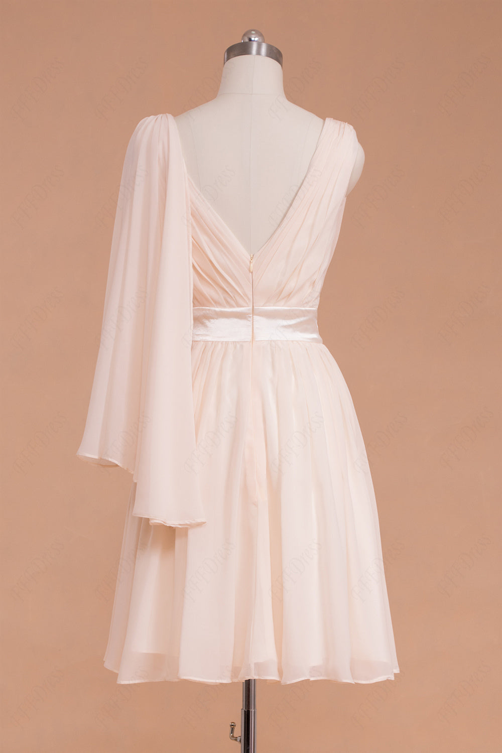 Pale pink short bridesmaid dress knee length