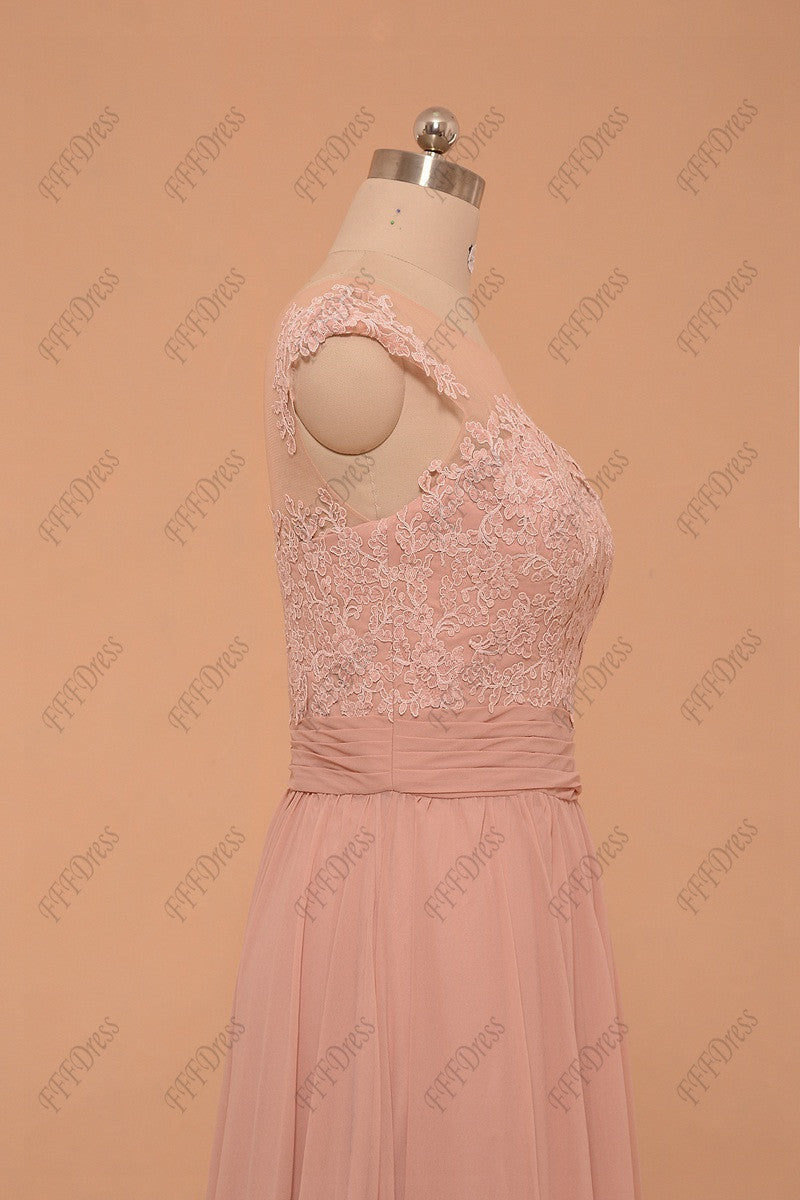 Dusty pink evening dresses plus size formal dresses cap sleeves