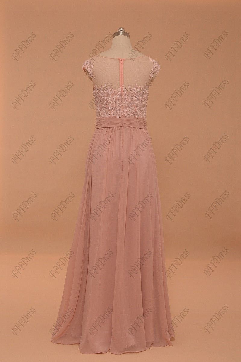 Dusty pink evening dresses plus size formal dresses cap sleeves