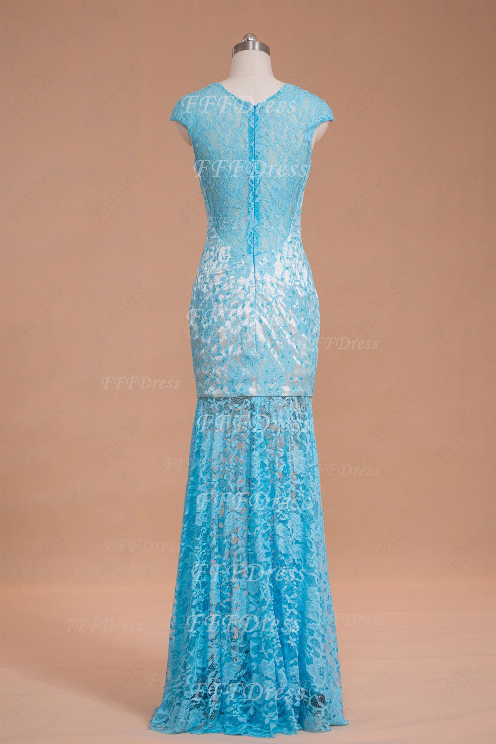 Blue mermaid backless long prom dresses