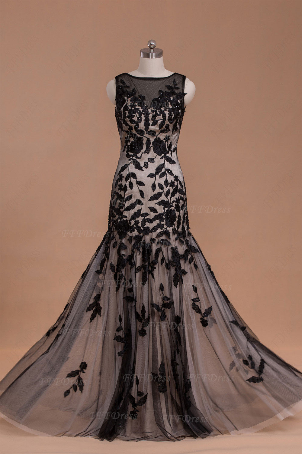 Modest black champagne long prom dress mother of the bride dresses