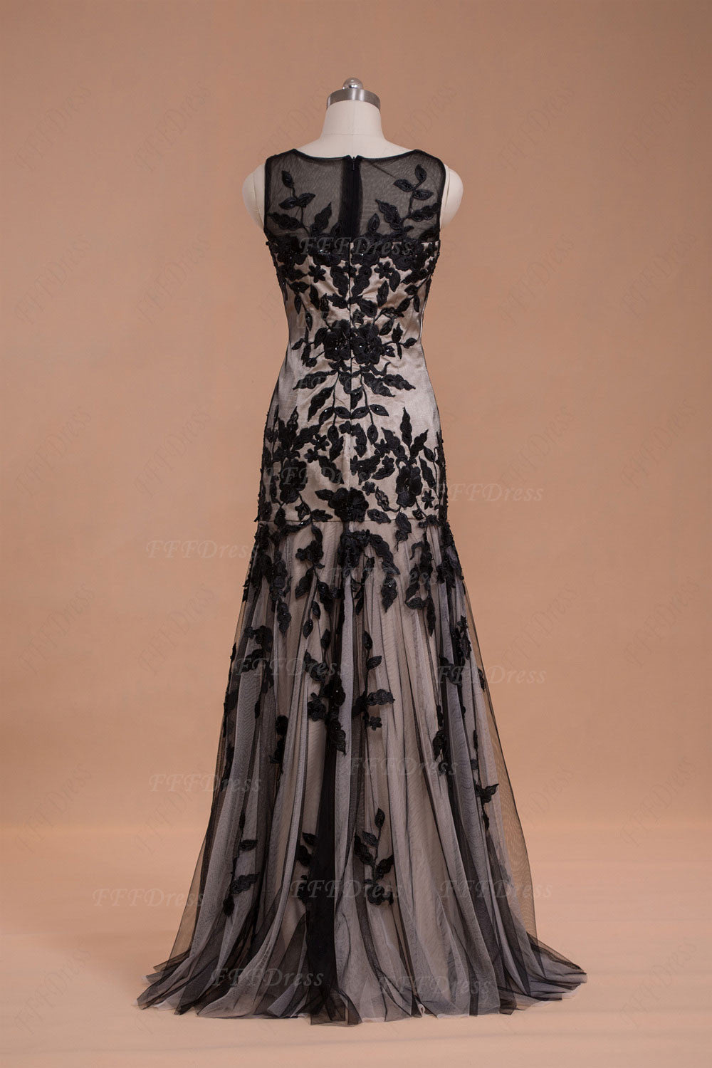 Modest black champagne long prom dress mother of the bride dresses