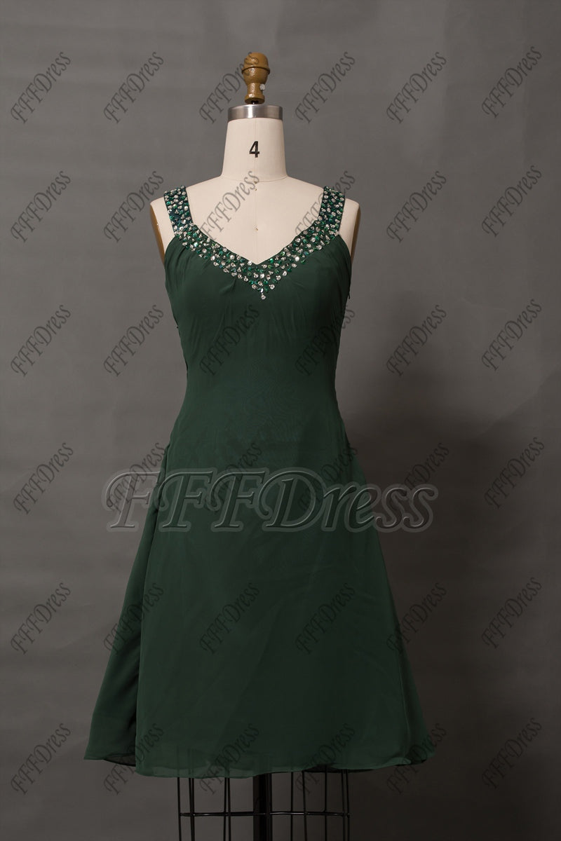 Forest Green beaded cut out homecoming dresses