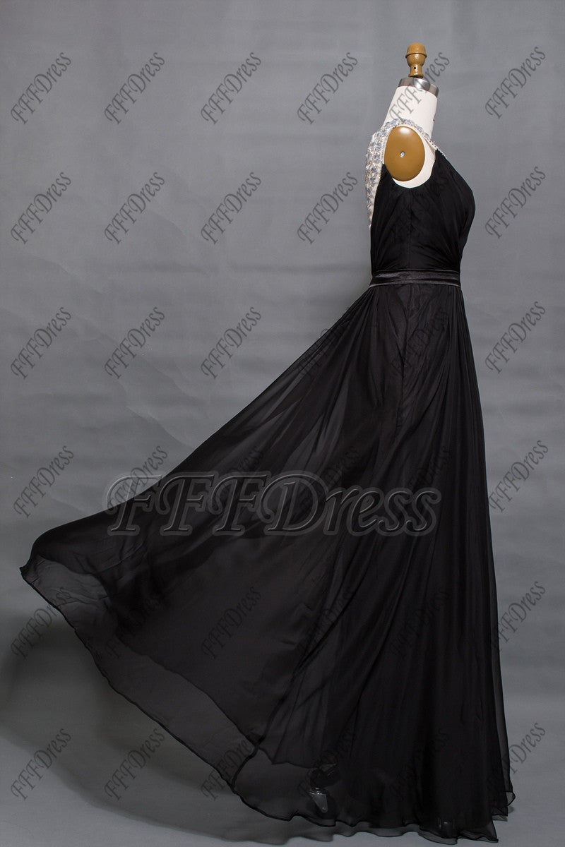 Crystal black prom dresses long