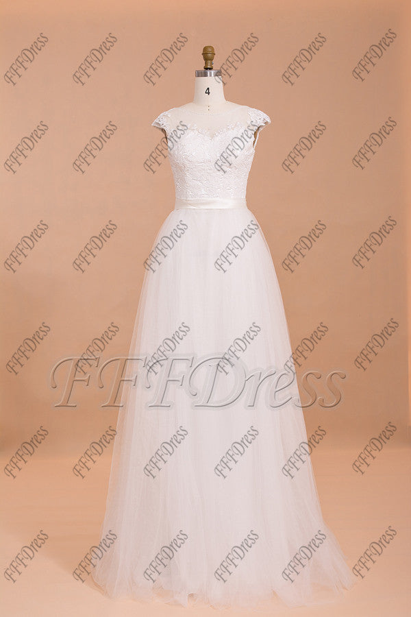 Backless Wedding Dresses Cap Sleeves Ball Gown Bridal dresses