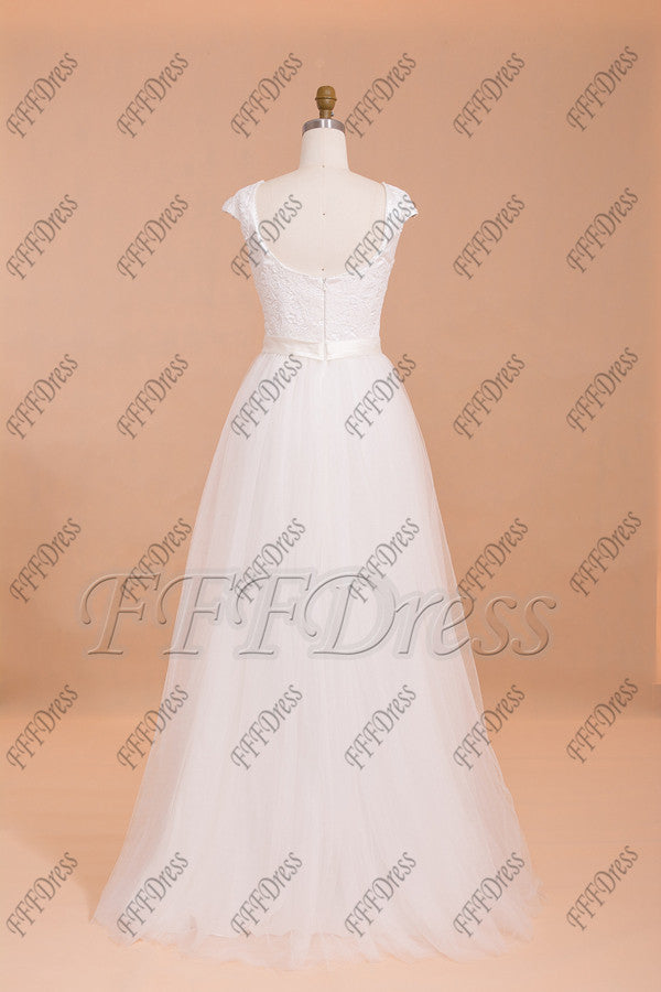 Backless Wedding Dresses Cap Sleeves Ball Gown Bridal dresses