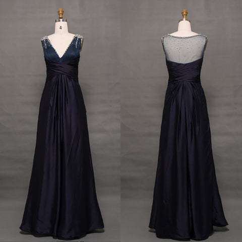 Midnight Blue Elegant Long Evening Dresses