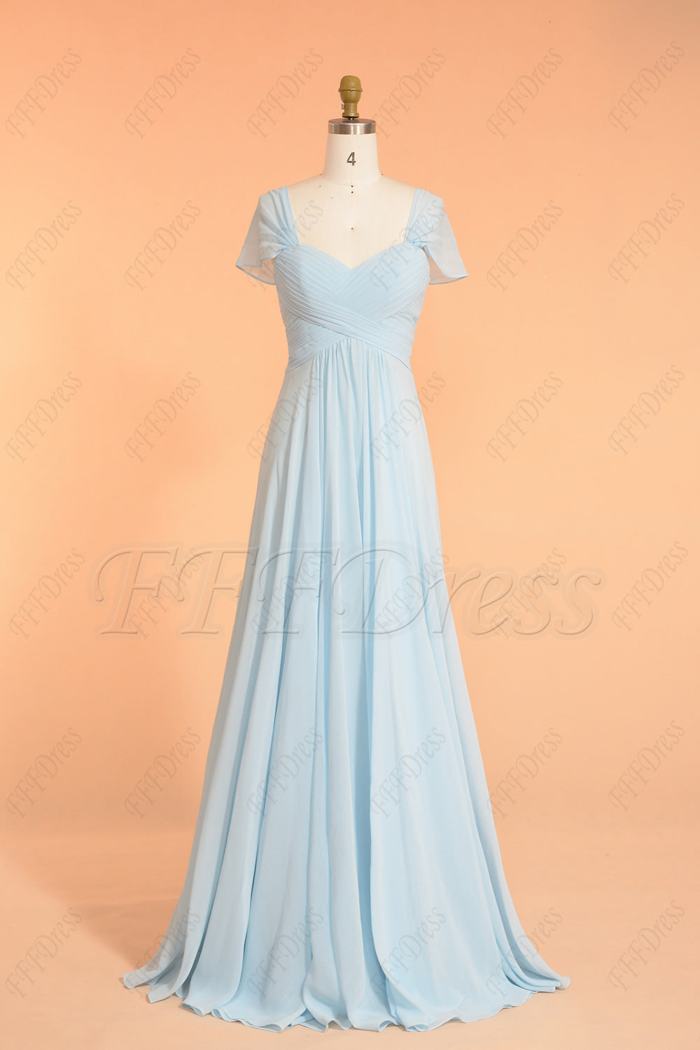 Light blue long bridesmaid dresses