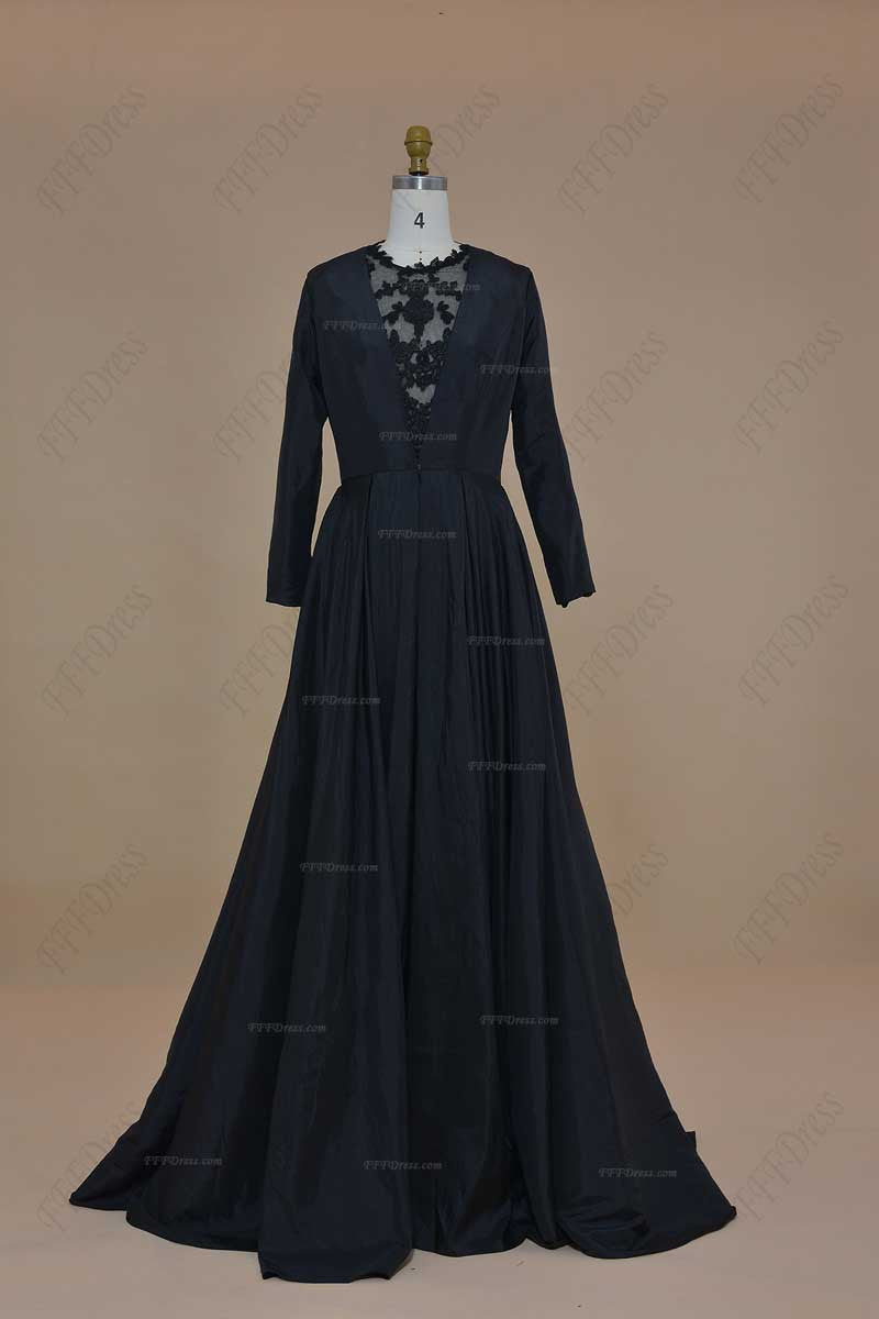 Lace black short prom dresses long sleeves two piece prom dresses