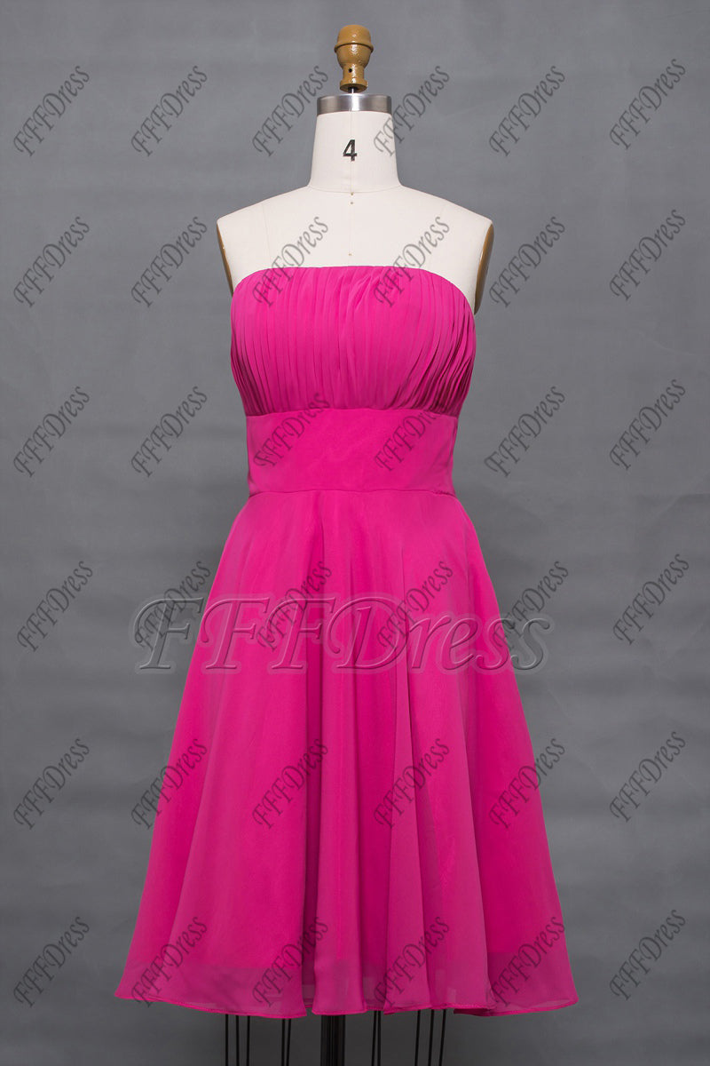 Hot pink short bridesmaid dress