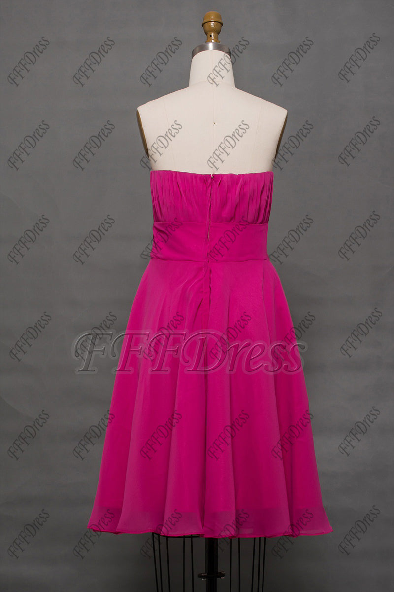 Hot pink short bridesmaid dress