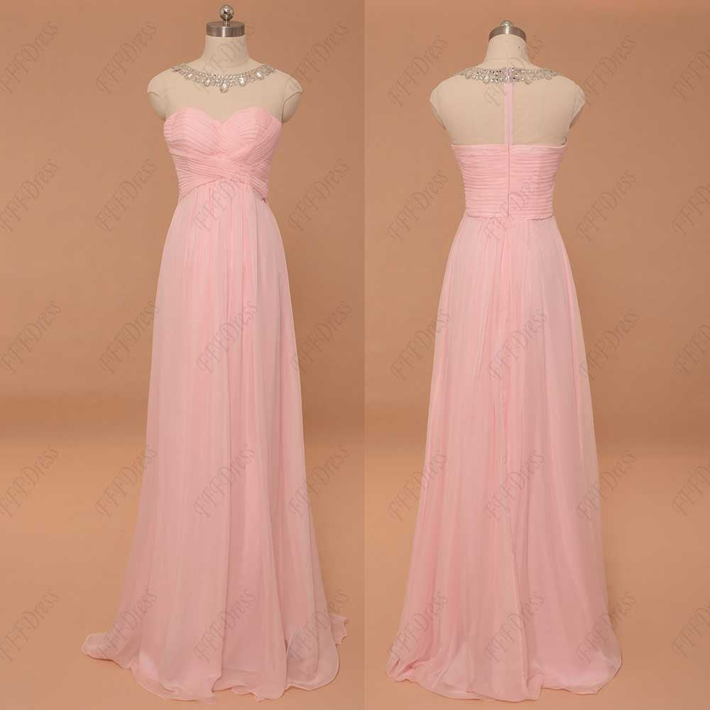 Light pink crystal prom dresses cap sleeves