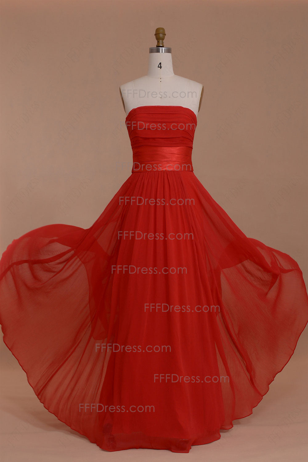 Strapless red bridesmaid dresses long