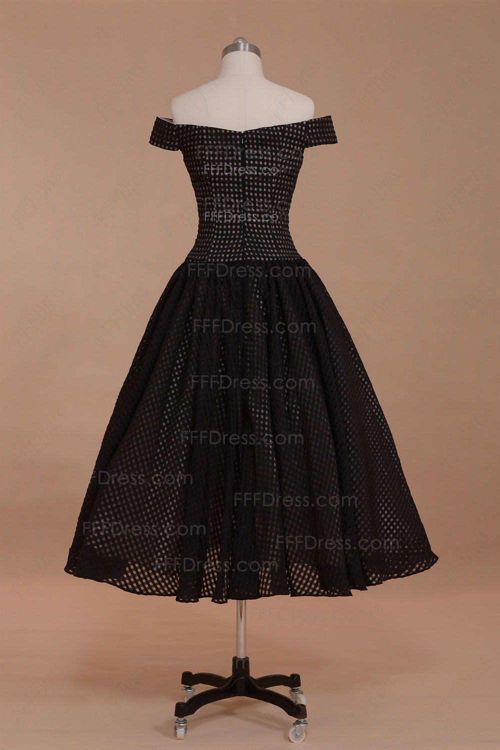 Off the Shoulder black princess Vintage prom dresses tea length homecoming dresses