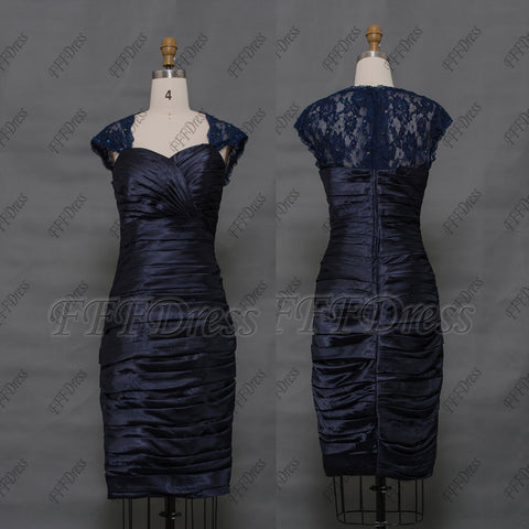 Navy blue mother of the bride dress knee length