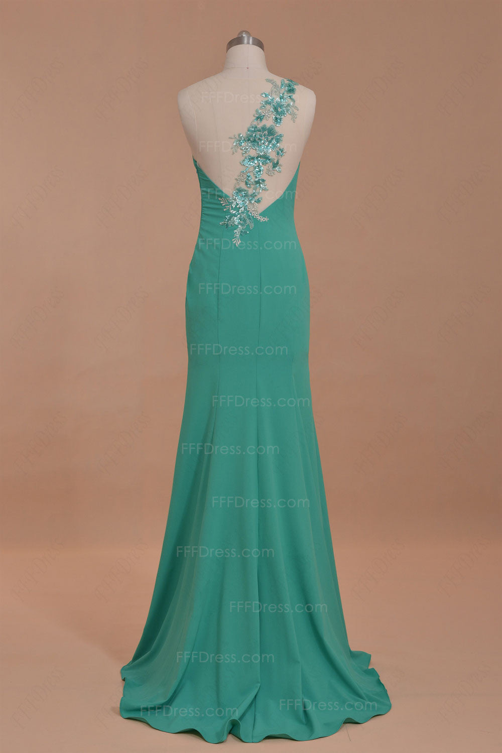 Mermaid beaded green backless prom dresses long