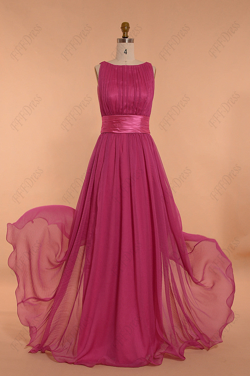 Modest hot pink formal dresses plus size – FFFDress
