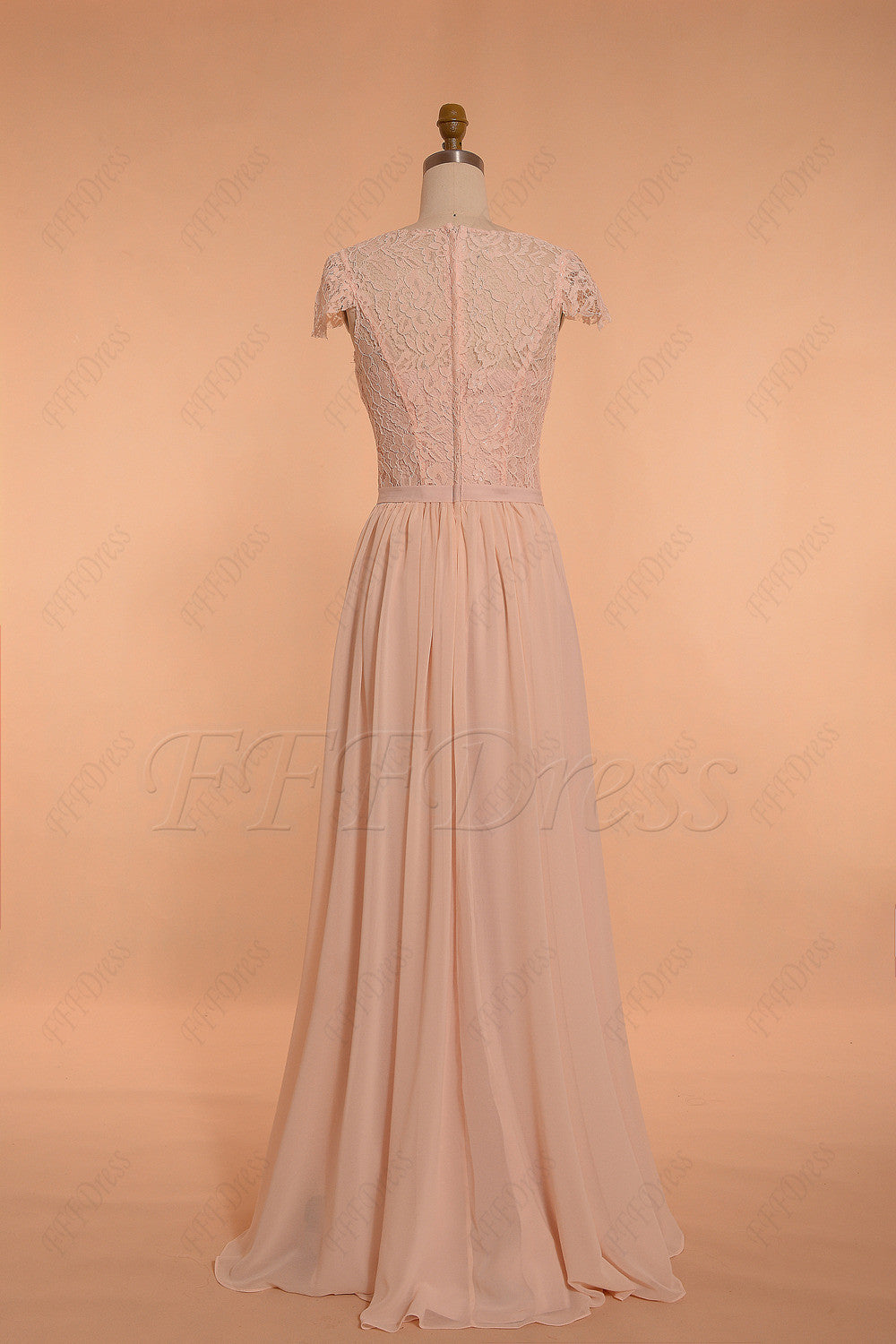 Blush Modest Bridesmaid Dresses Long