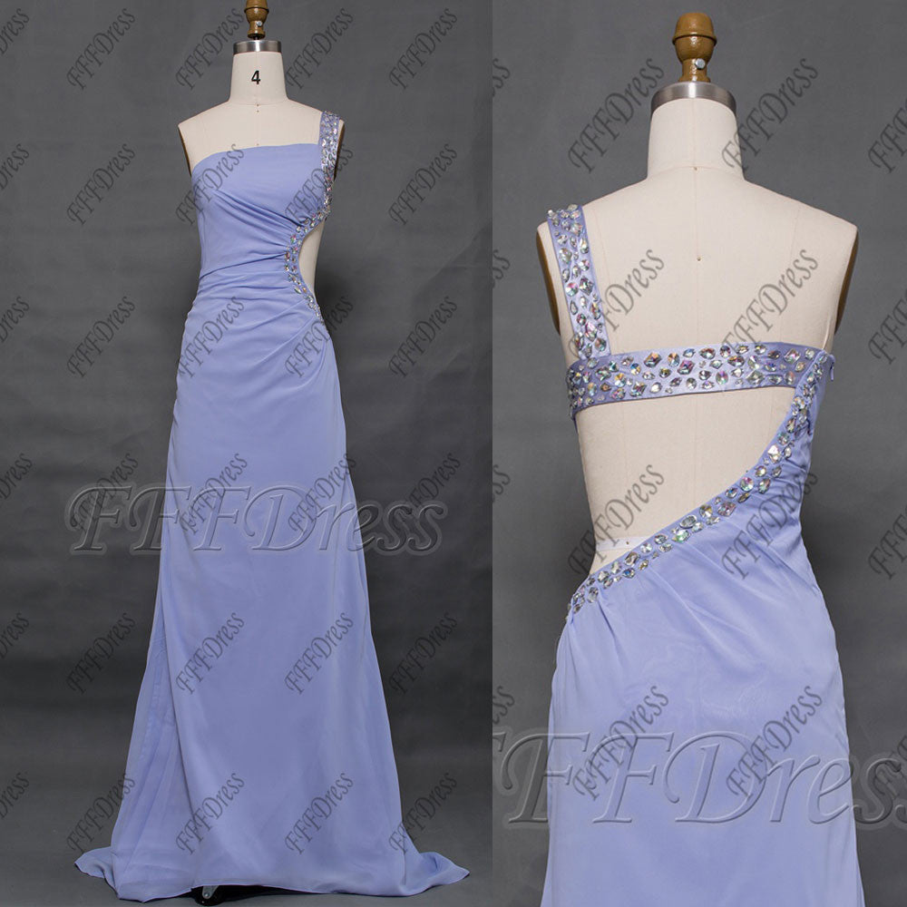 Crystal Lavender Cut Out prom dress