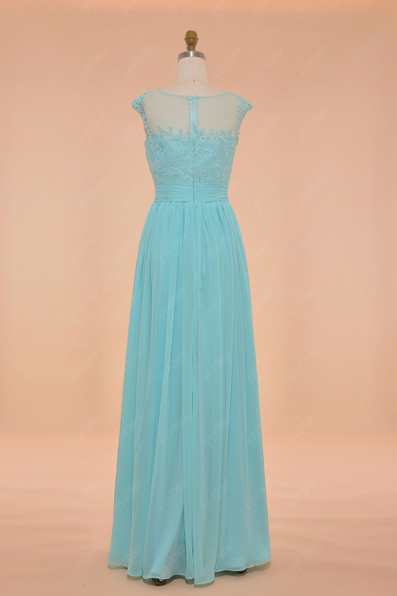 Tiffany blue modest bridesmaid dresses long