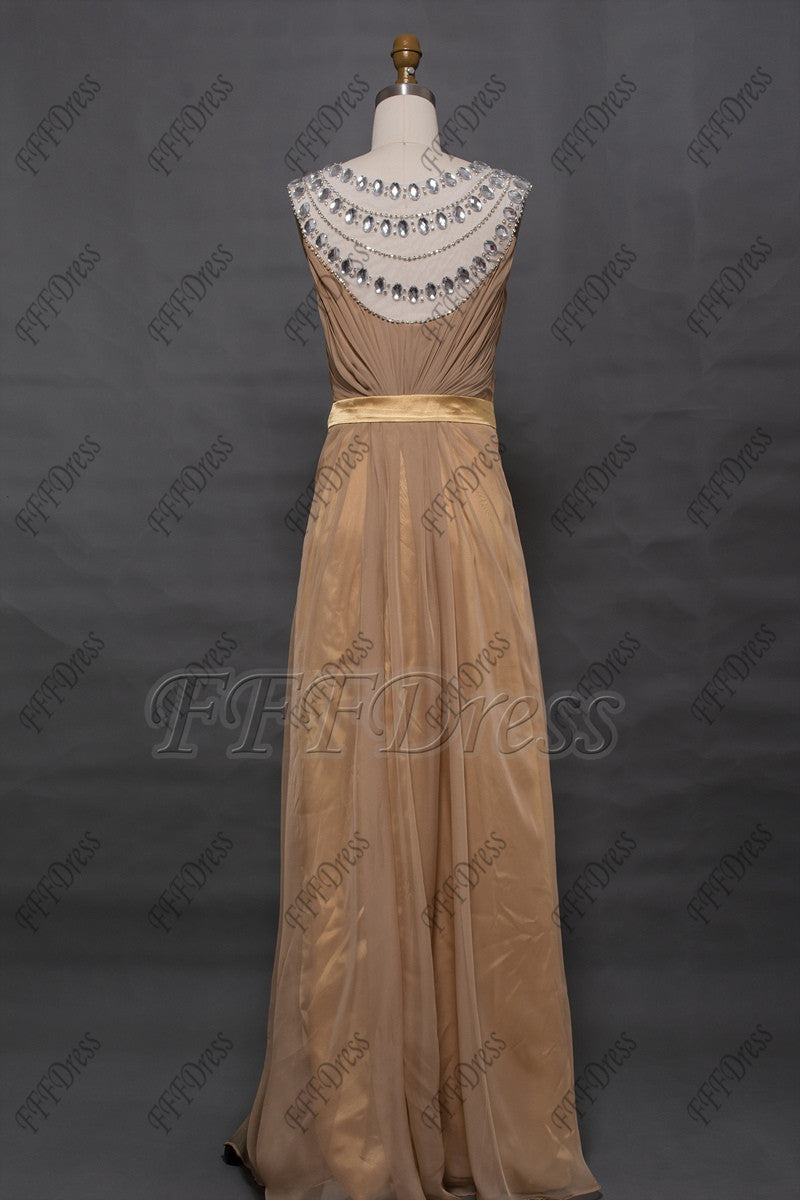 Maid of honor dresses gold bridesmaid dresses with crystals