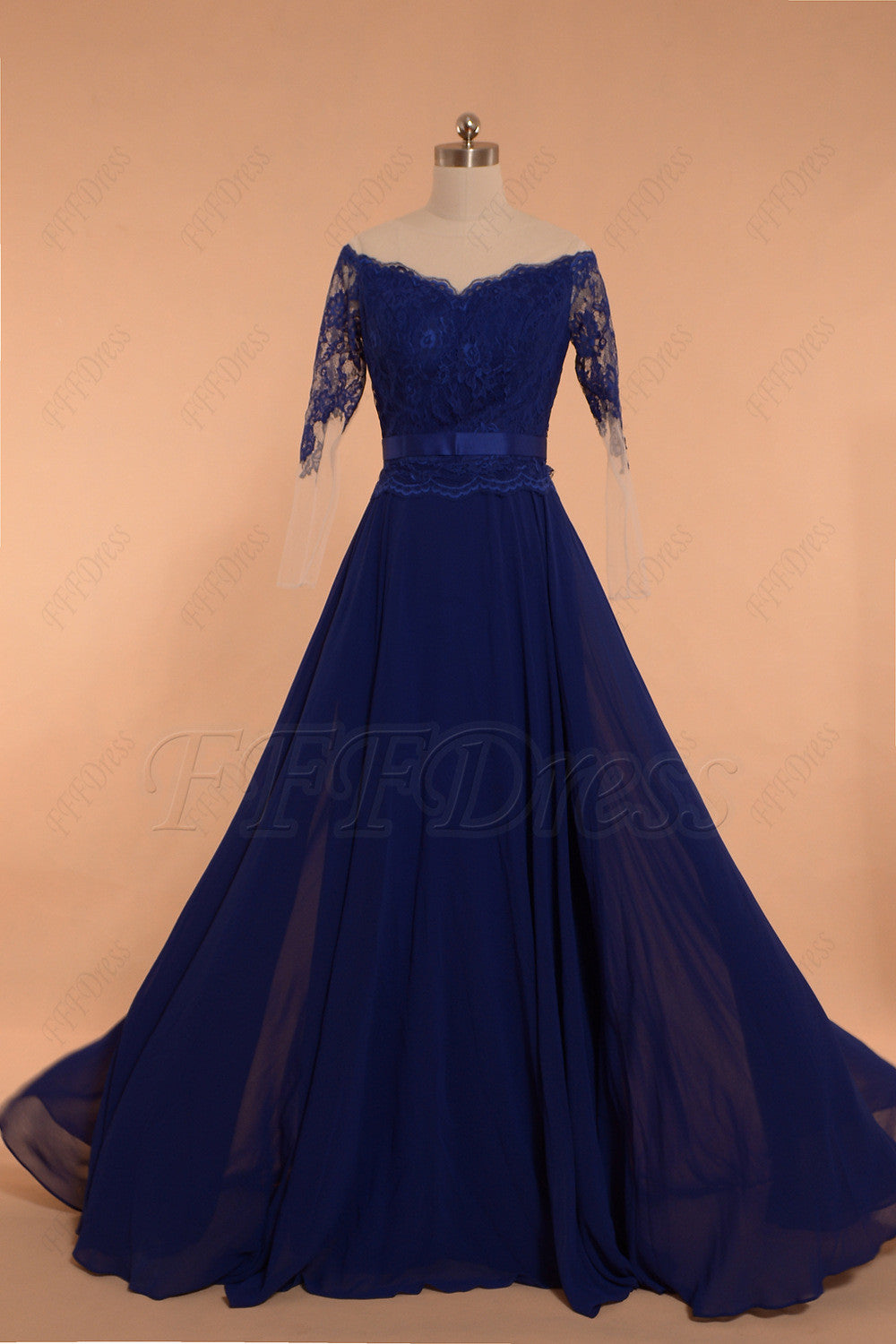 Royal blue mother of the bride dress with sleeves