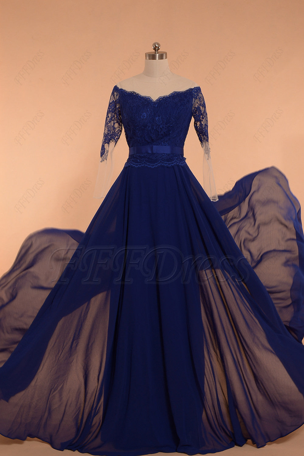 Royal blue mother of the bride dress with sleeves