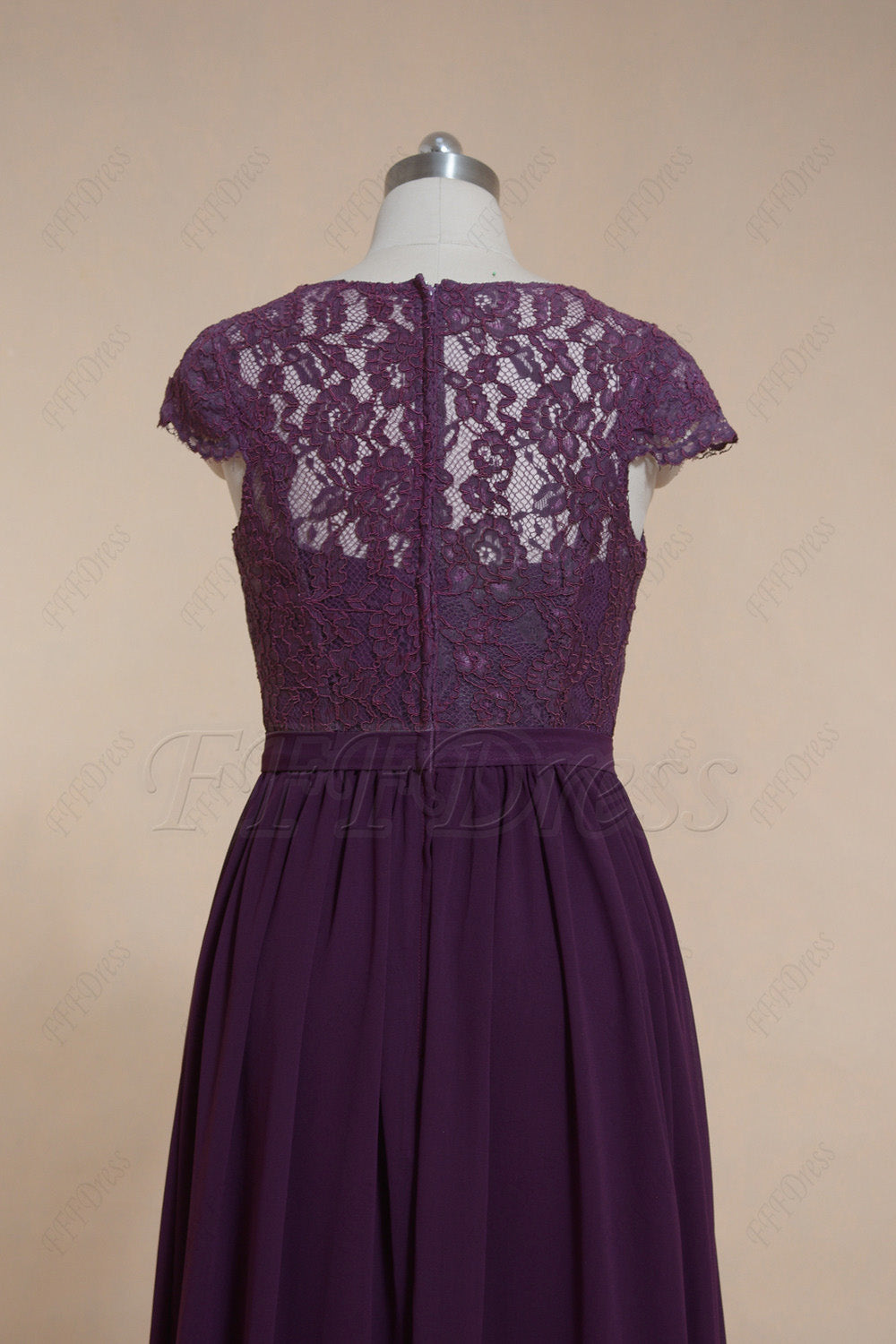 Modest plum purple bridesmaid dresses long