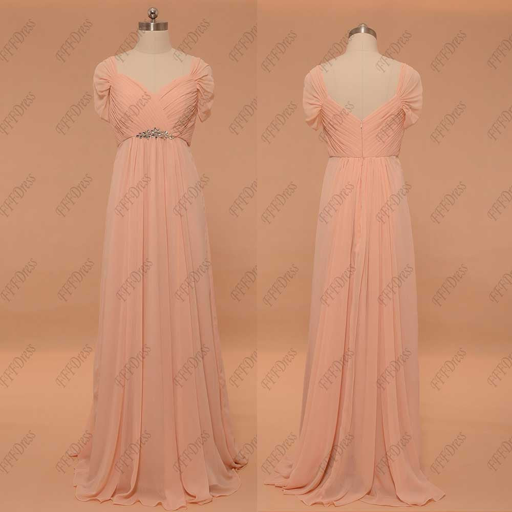 Peach maternity bridesmaid dresses capped sleeves