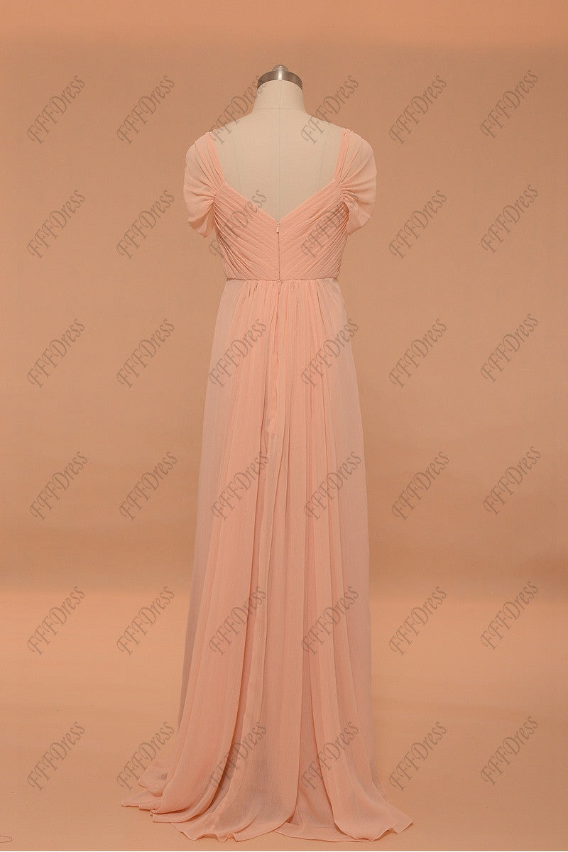 Peach maternity bridesmaid dresses capped sleeves