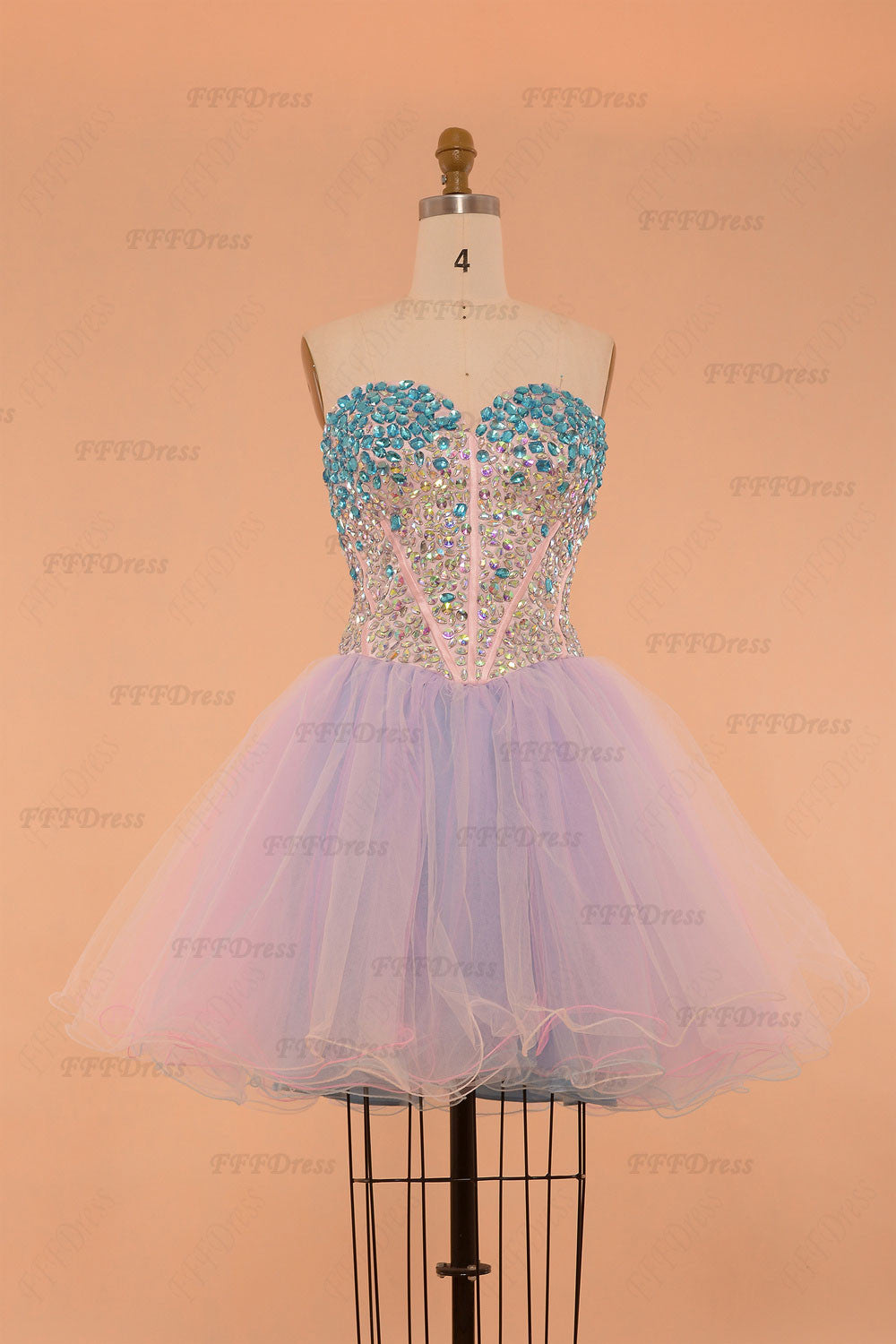 Sparkle Crystals Pink Blue Unicorn Short Prom Dresses poofy homecoming dresses