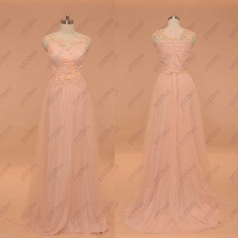 Peach color bridesmaid dresses formal dresses cap sleeve