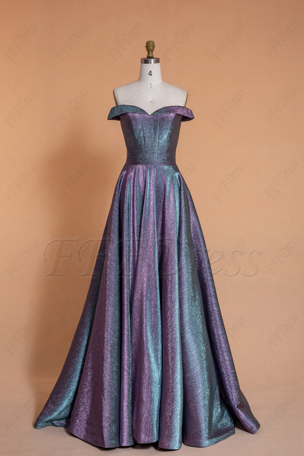 Glitter metallic long prom dresses with pockets
