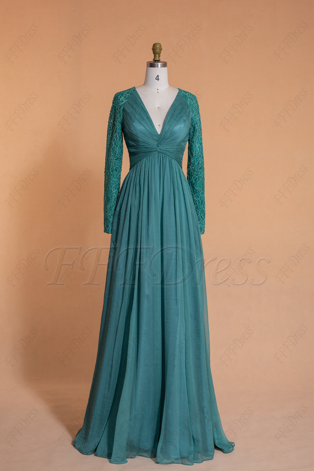 Sea glass green modest bridesmaid dresses long sleeves