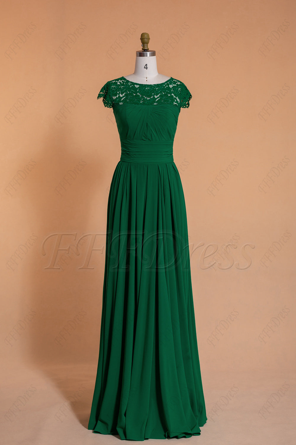 Modest Emerald Bridesmaid Dresses cap sleeves long