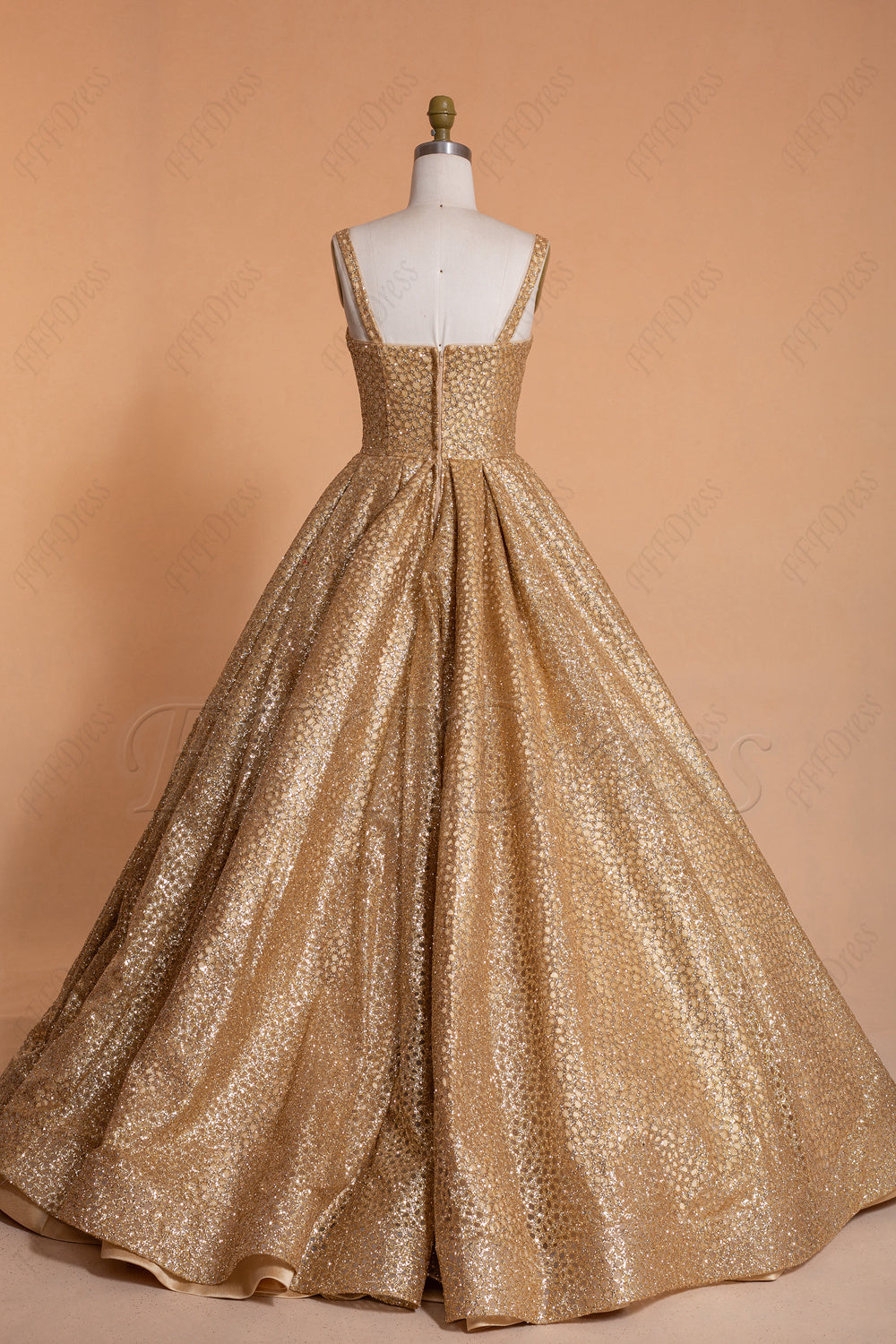 Gold princess sparkle prom dresses long