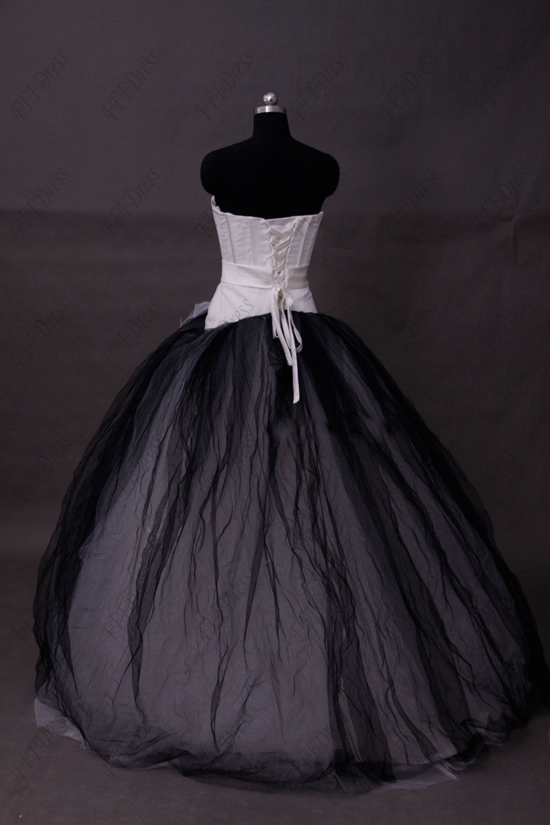 Black and white ball gown wedding dresses