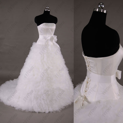 Strapless ball gown ruffled wedding dresses