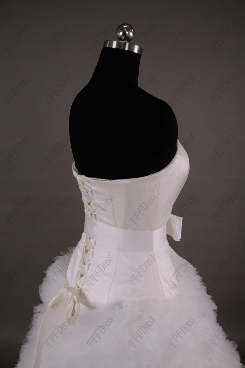 Strapless ball gown ruffled wedding dresses