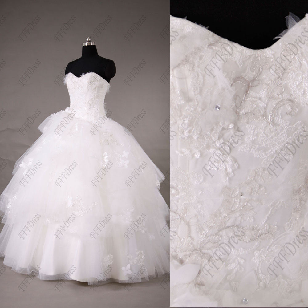 Sweetheart classic ball gown tiered wedding dresses