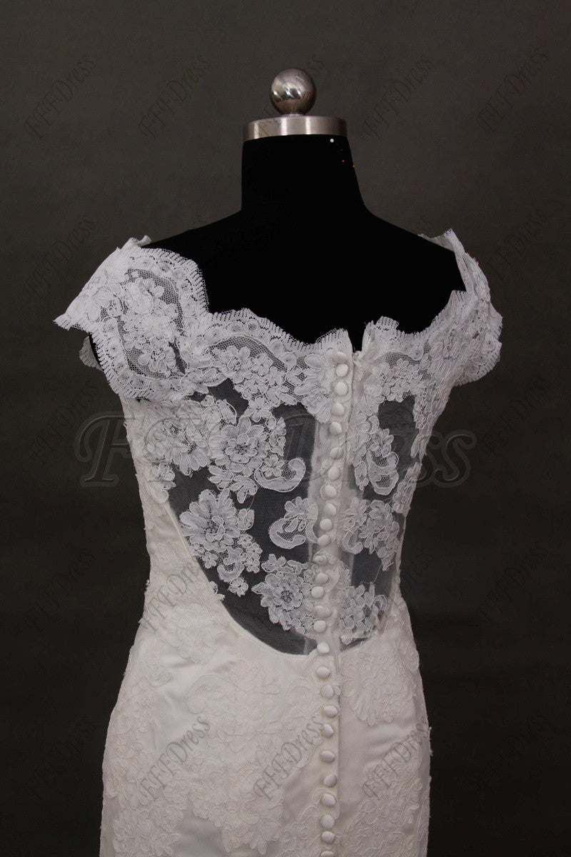 Boat neck lace mermaid wedding dresses