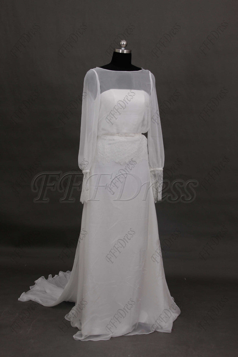 Chiffon beach wedding dresses long sleeves Grecian wedding dress