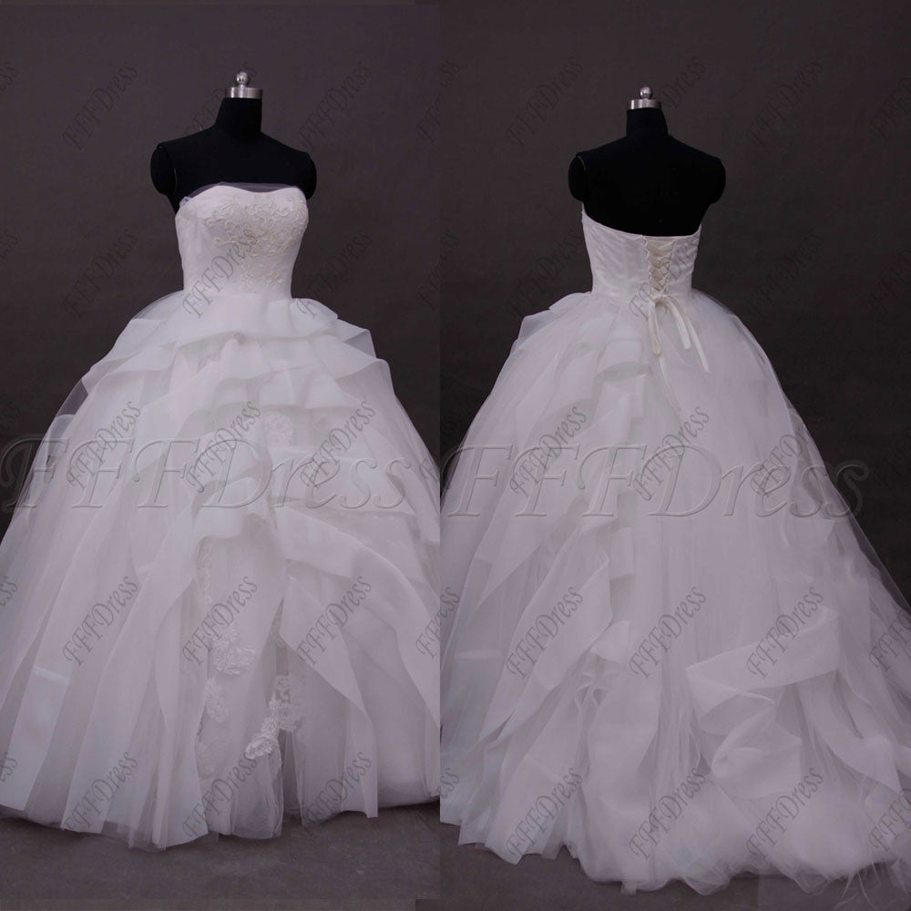 Ball gown wedding dress with wide trim