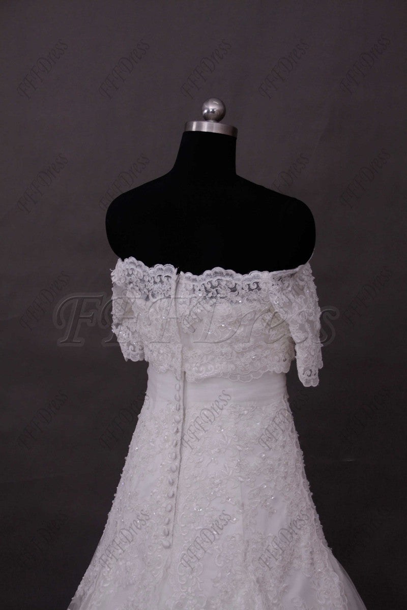 Lace wedding dress with bolero off the shoulder wedding dresses with sleeves