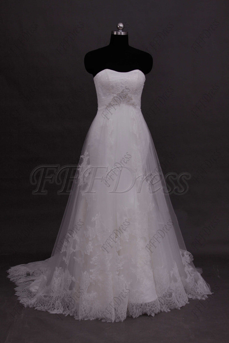 Sweetheart mermaid romantic lace wedding dresses with beadings