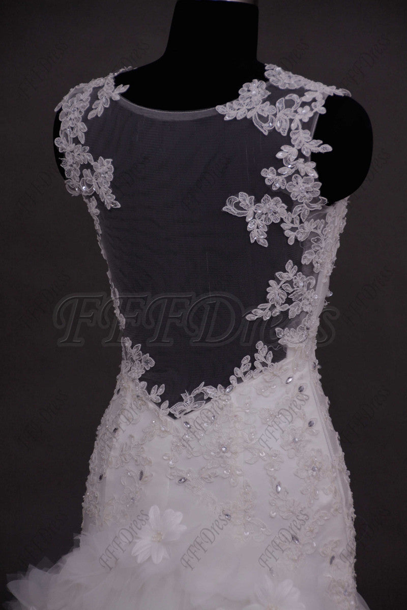 Backless beaded mermaid lace tiered wedding dresses